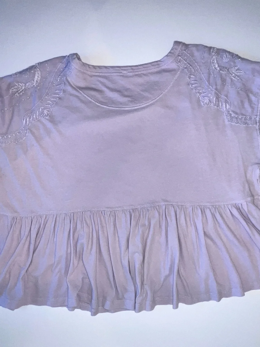 Free People Lace Inset Long Sleeve Top, Lavender, Medium
